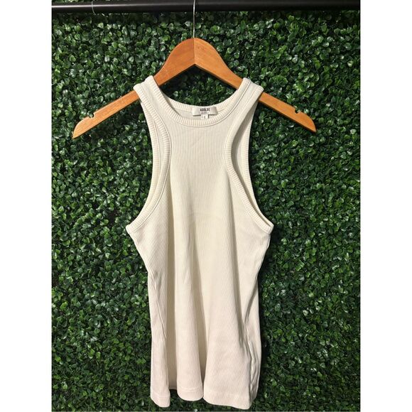 Agolde White Ribbed Tank Top - Picture 1 of 3